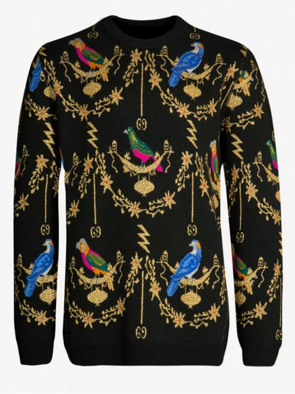 NWT Gucci Bird Metallic Jacquard Crewneck Sweater Plus Size